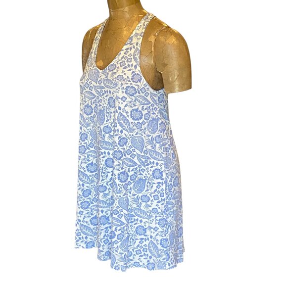 H&M Botanical Print Sundress Twist Back XS Blue & White #285V - Picture 3 of 9